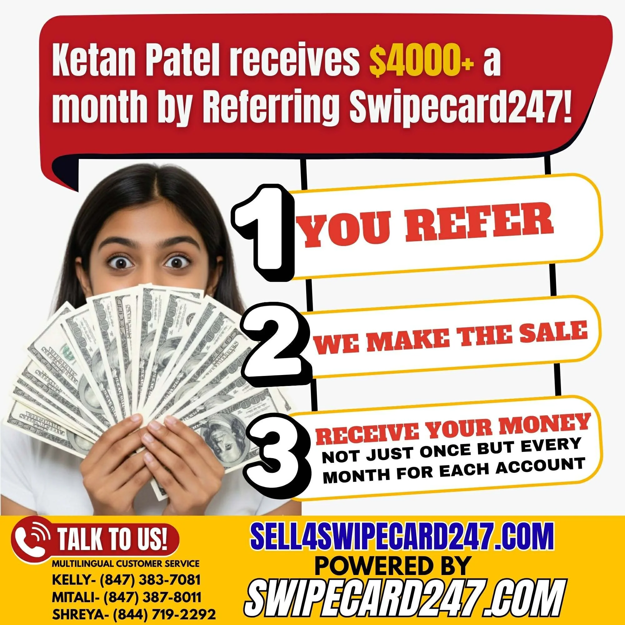 Referral income example from referring Swipecard247